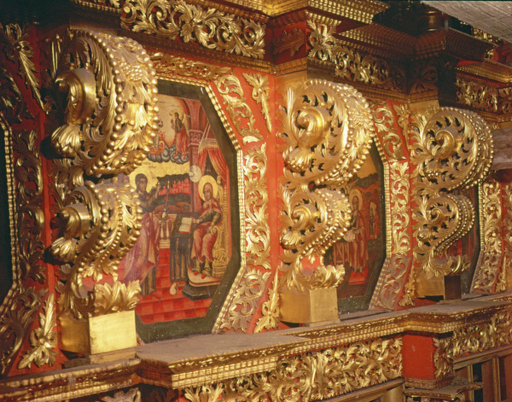 Detail of Icon of the Annunciation to the Virgin by School Russian