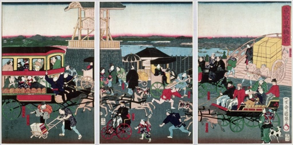 Detail of View of Nihonbashi in Tokyo, c.1870 by Kuniteru II Utagawa