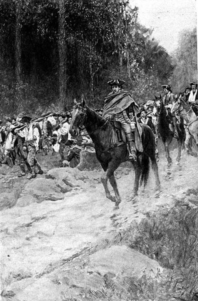 Detail of Washington's Retreat from Great Meadows by Howard (after) Pyle