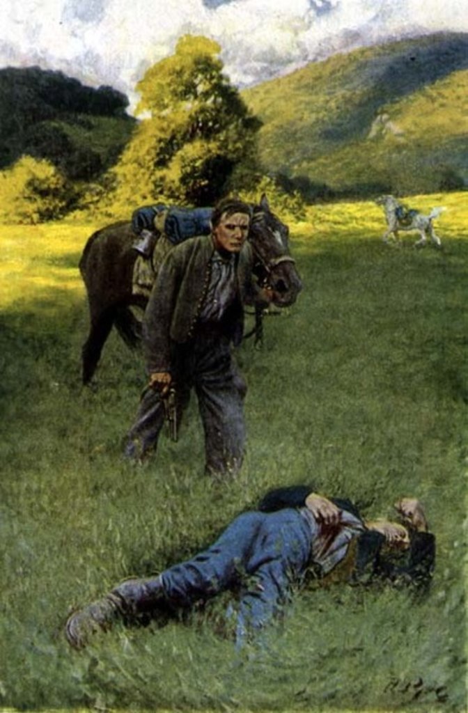 Detail of A Lonely Duel in the Middle of a Great Sunny Field by Howard Pyle (after)