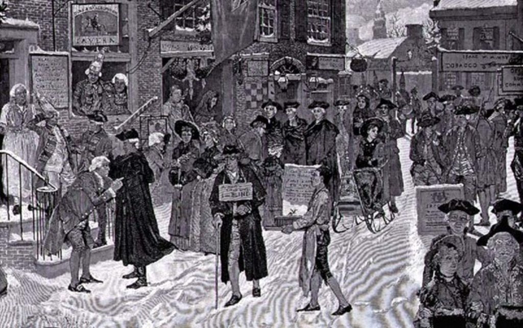 Detail of Christmas Morning in Old New York Before the Revolution by Howard Pyle (after)