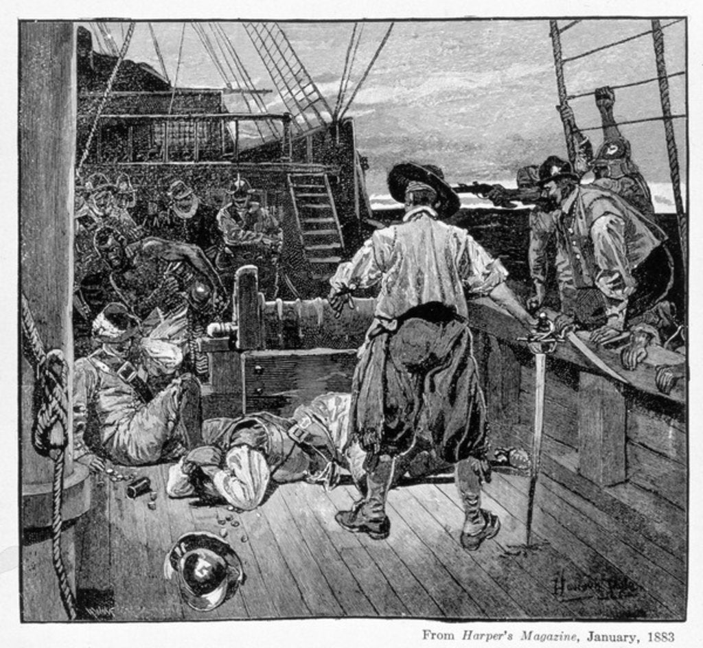 Detail of Thomas Moon began to Lay about him with his Sword, 1883 by Howard (after) Pyle