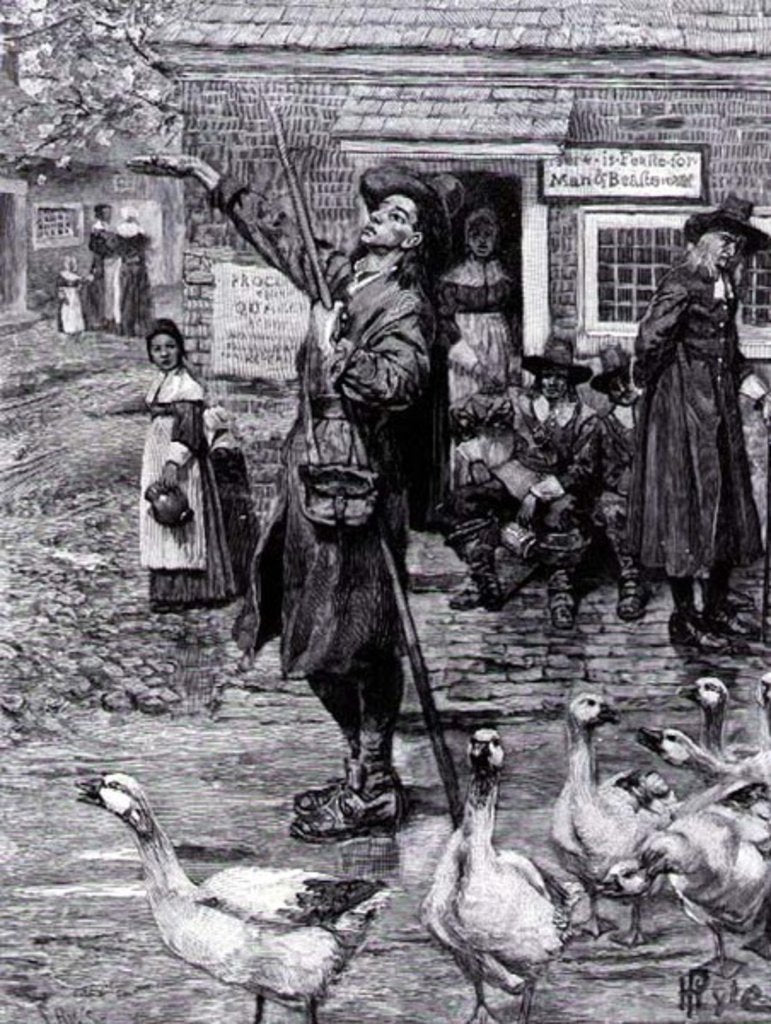 Detail of A Quaker Exhorter in New England by Howard (after) Pyle