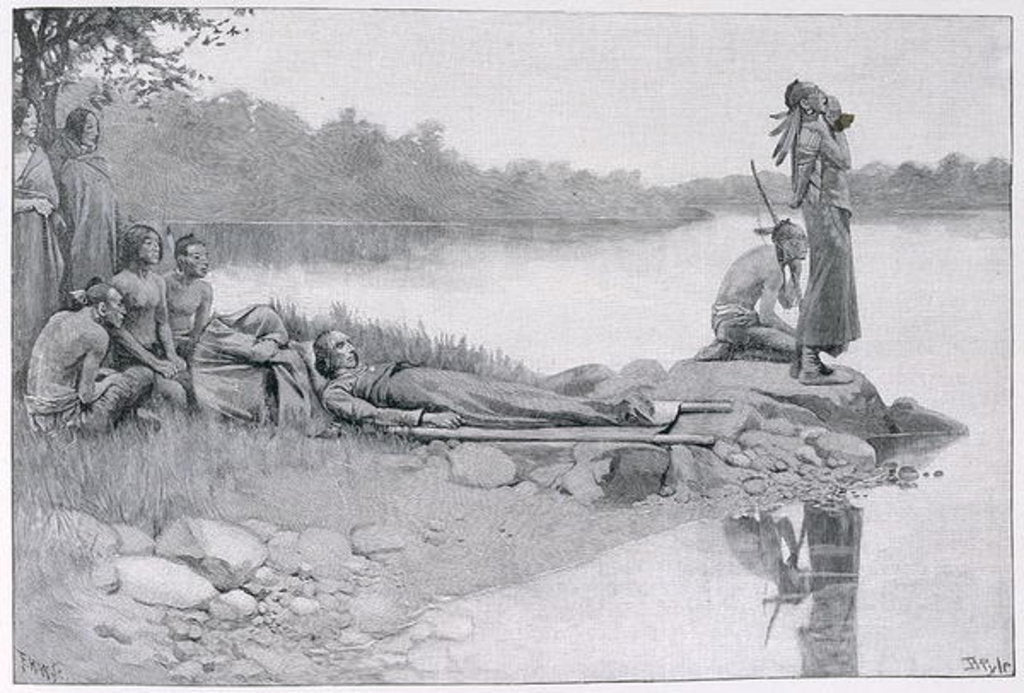 Detail of The Death of Indian Chief Alexander, Brother of King Philip by Howard (after) Pyle