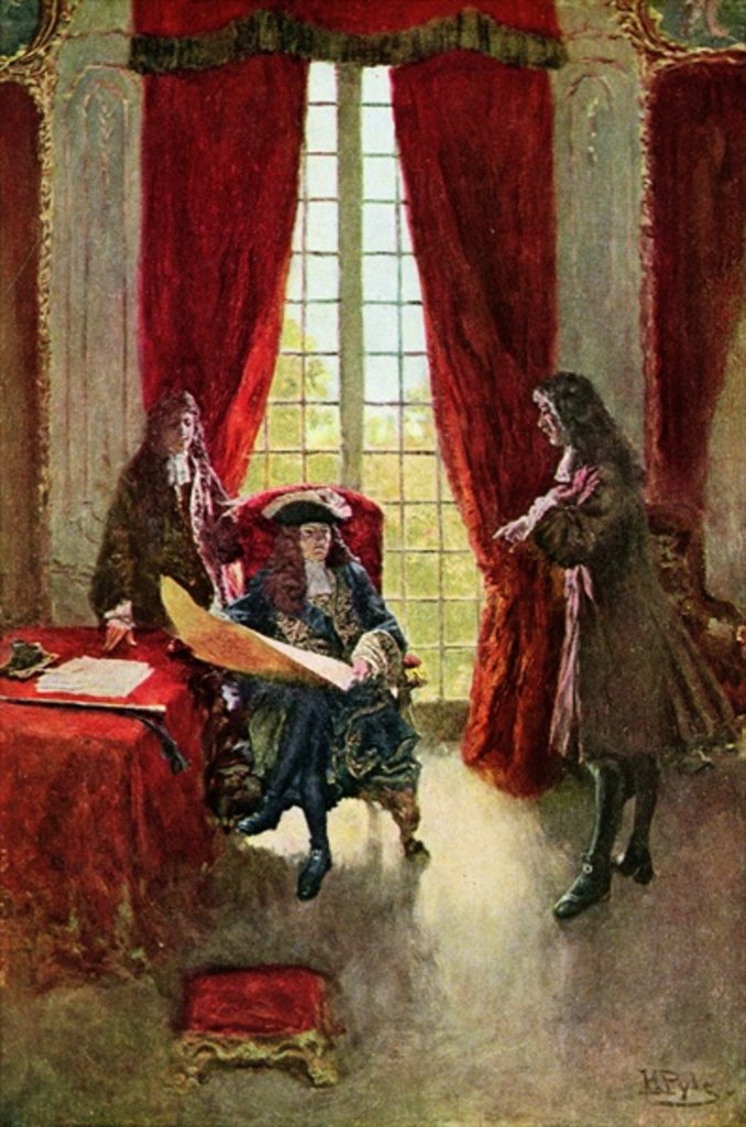 Detail of La Salle Petitions the King for Permission to Explore the Mississippi by Howard (after) Pyle