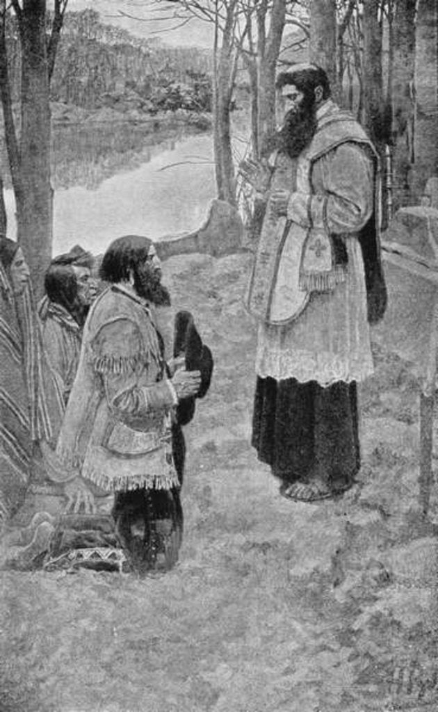 Detail of Father Hennepin Celebrating Mass by Howard (after) Pyle