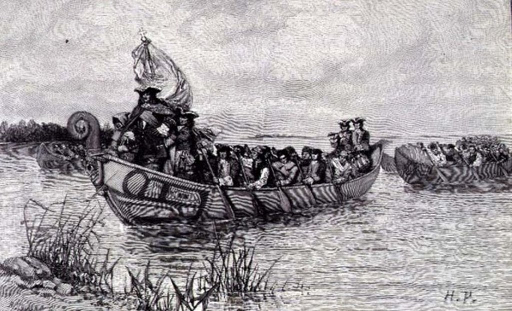 Detail of The Landing of Cadillac by Howard (after) Pyle