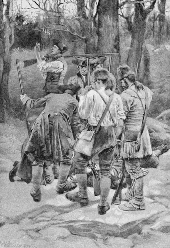 Detail of Finding the Body of One of their Companions, Scalped and Horribly Mangled, engraved by F.H. Wellington by Howard (after) Pyle