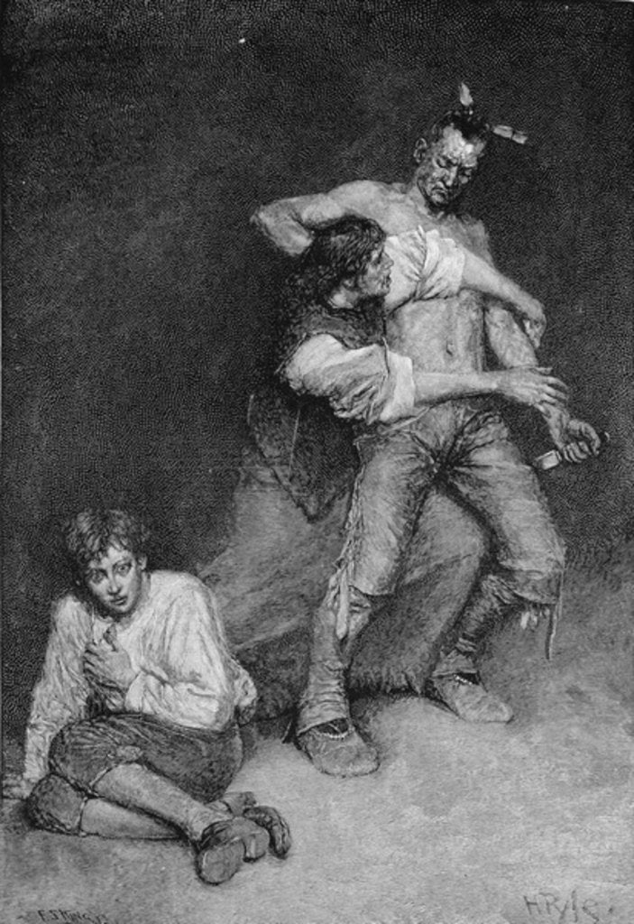 Detail of The Woman Turned Fiercely upon the Chieftain by Howard Pyle