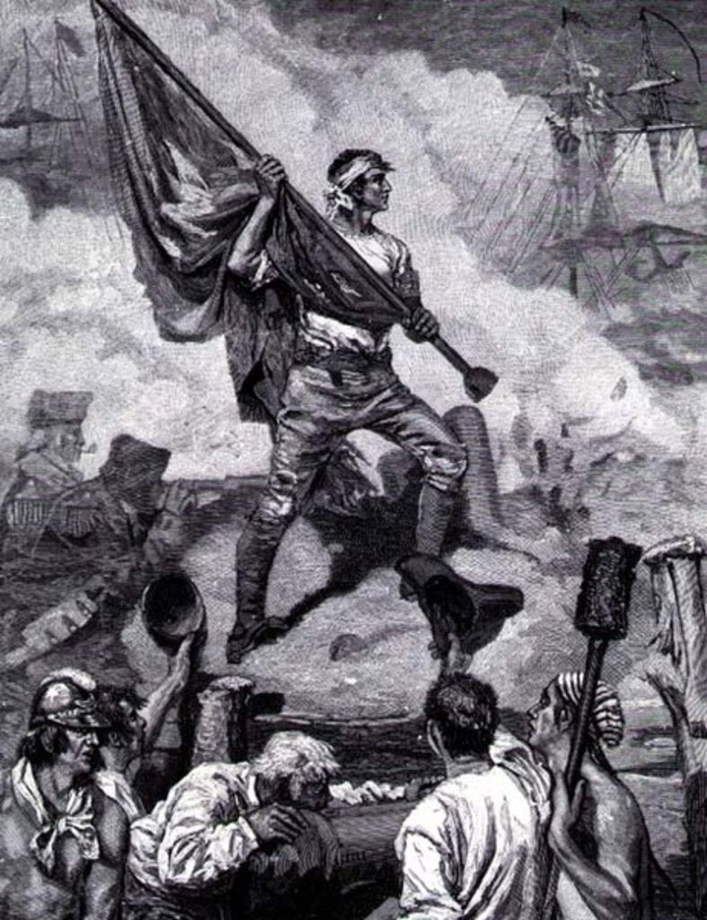 Detail of Sergeant Jasper at the Battle of Fort Moultrie, June 28th 1776 by Howard (after) Pyle