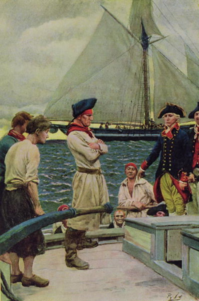 Detail of An American Privateer taking a British prize, 1908 by Howard Pyle