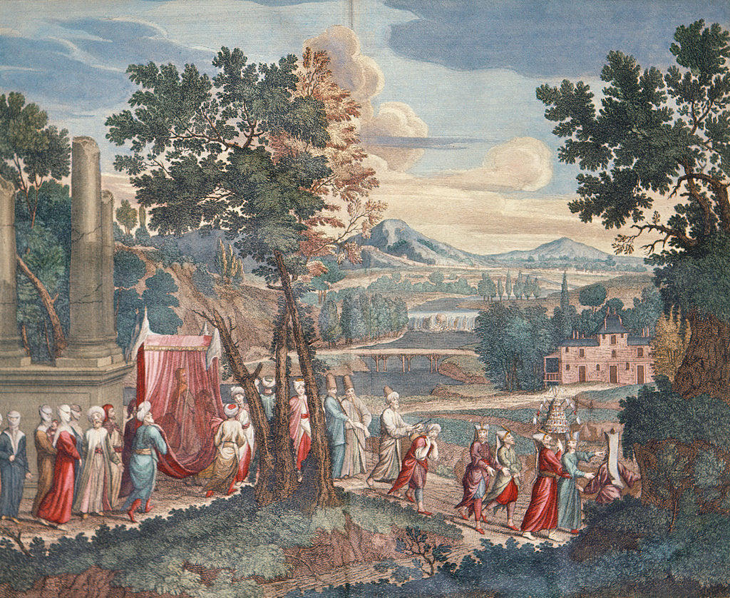 Detail of Turkish marriage procession, 1712-13 by Gerard Jean Baptiste Scotin