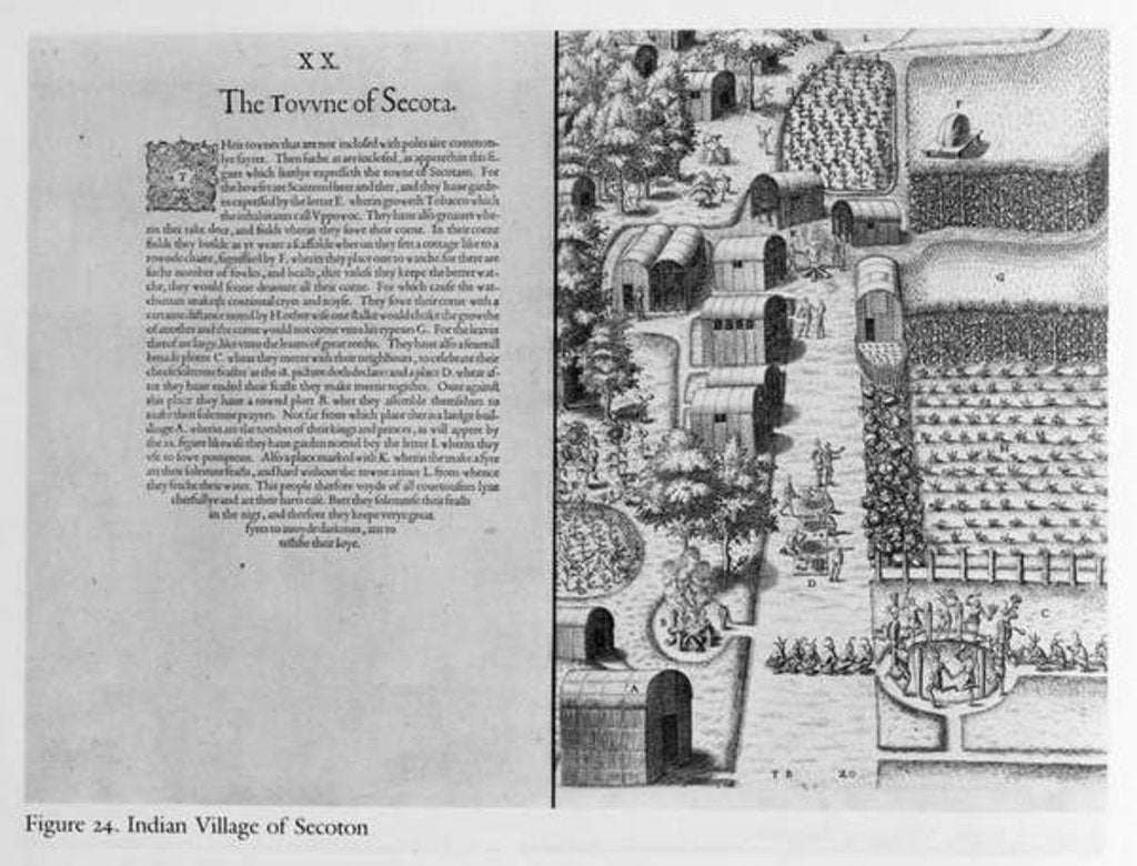 Detail of Indian Village of Secoton by John White