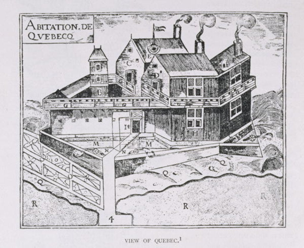 Detail of Champlain's View of Quebec by English School