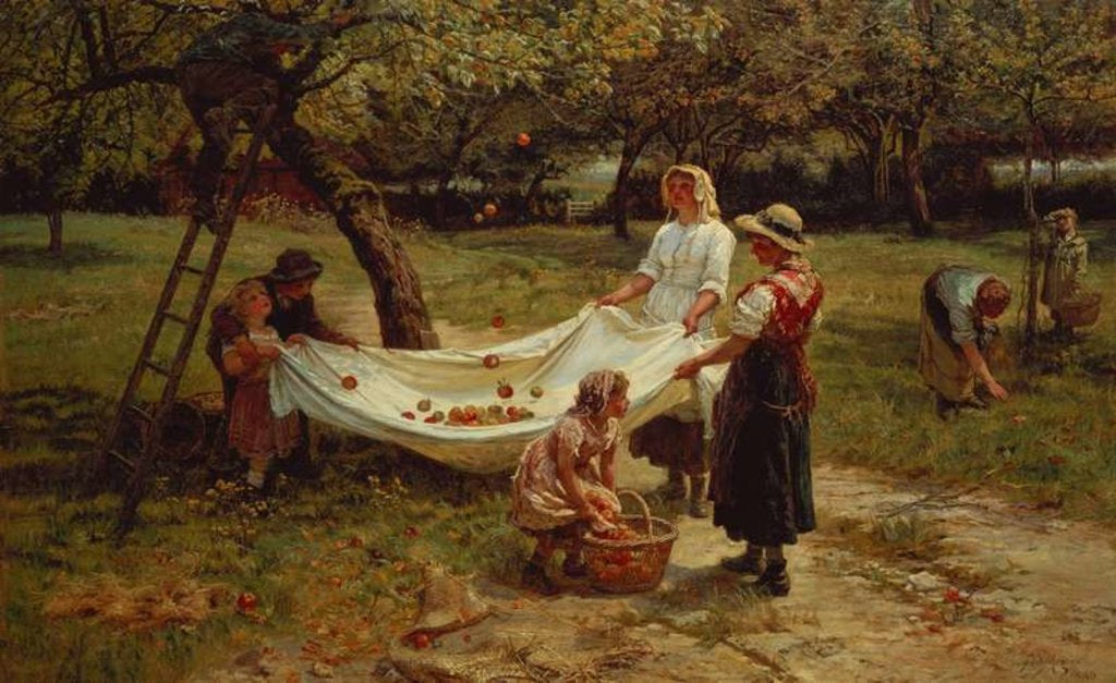 Detail of The Apple Gatherers, 1880 by Frederick Morgan