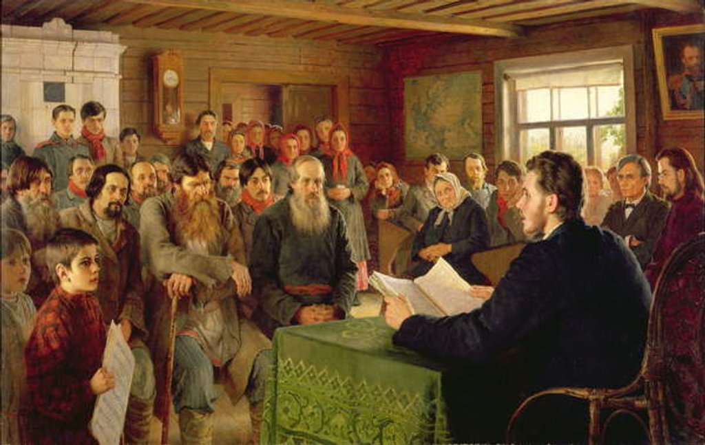 Detail of Sunday Reading at a Country School, 1895 by Nikolai Petrovich Bogdanov-Belsky