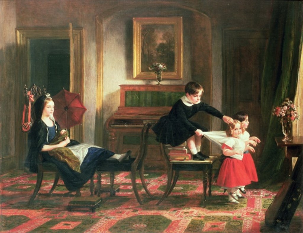 Detail of Children playing at coach and horses, 19th century by Charles Robert Leslie