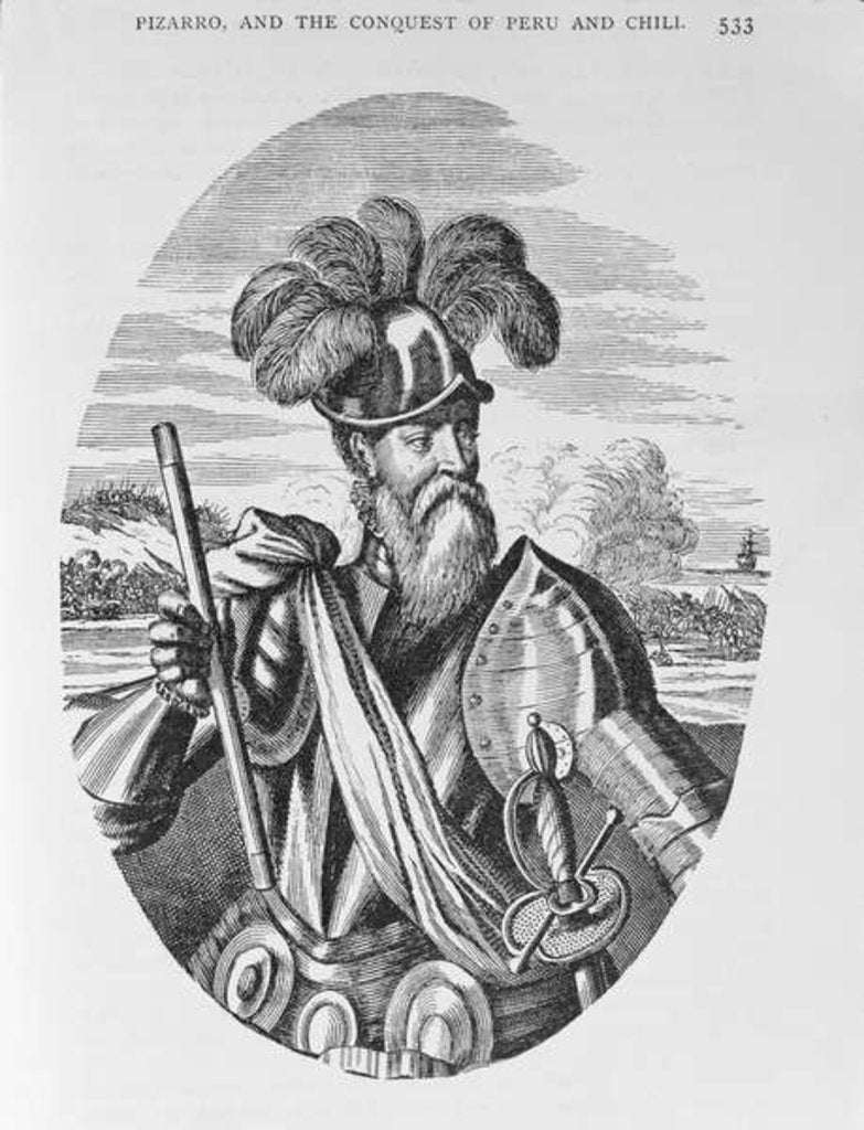 Detail of Portrait of Francisco Pizarro from 'The Narrative and Critical History of America', edited by Justin Winsor, London, 1886 by English School