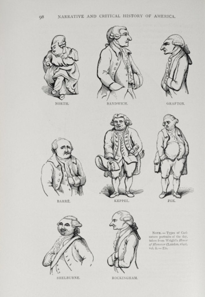 Detail of Caricatures from 'The Narrative and Critical History of America', edited by Justin Winsor, London, 1886 by English School