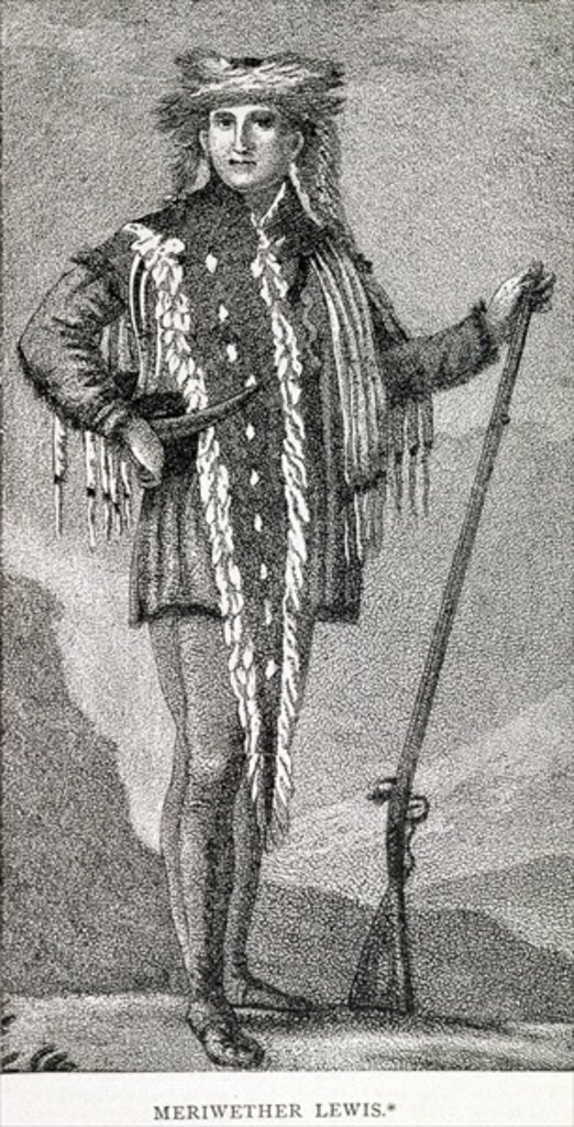 Detail of Portrait of Meriwether Lewis engraved by Stuckland, published in the Analectic Magazine, 1815 by American School
