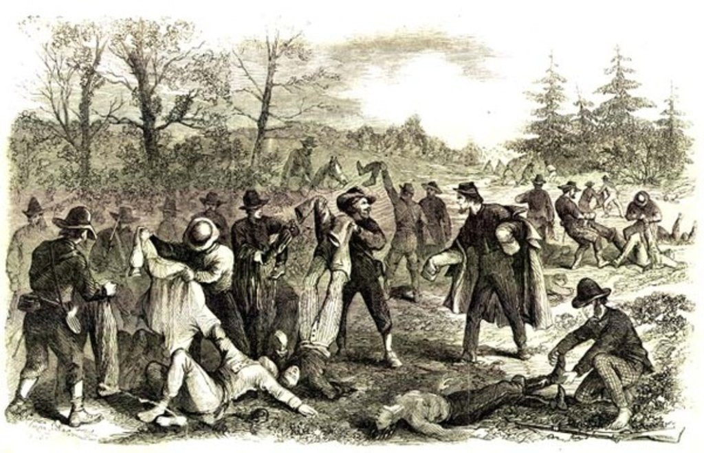 Detail of Scenes in the War: Rebel Soldiers after Battle 'Peeling' the Fallen Union Soldiers by American School