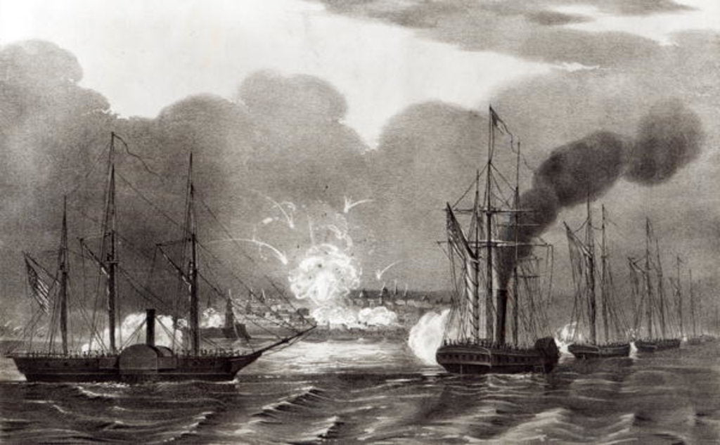 Detail of Naval Bombardment of Vera Cruz, March 1847, pub. by Currier and Ives, 1847 by American School