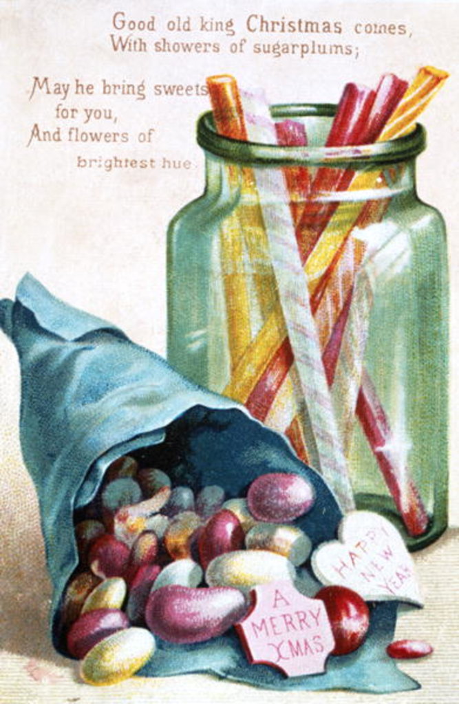 Detail of Christmas Sweets, Victorian postcard by English School