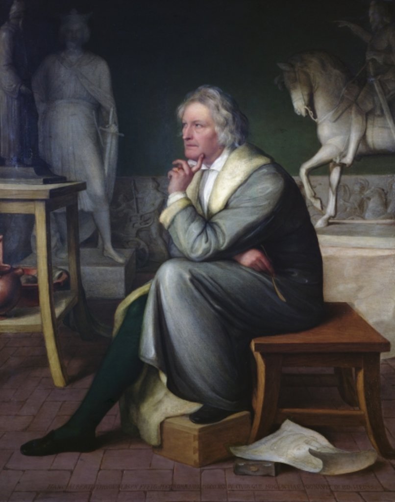 Detail of Bertel Thorvaldsen in his studio at Rome, 1834 by Eduard von Heuss