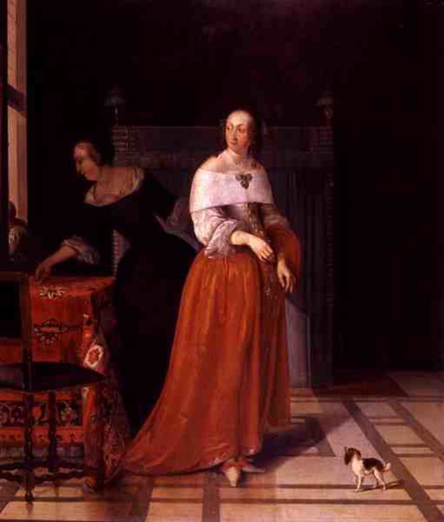 Detail of Interior with a Lady and her Maid by Eglon Hendrick van der Neer