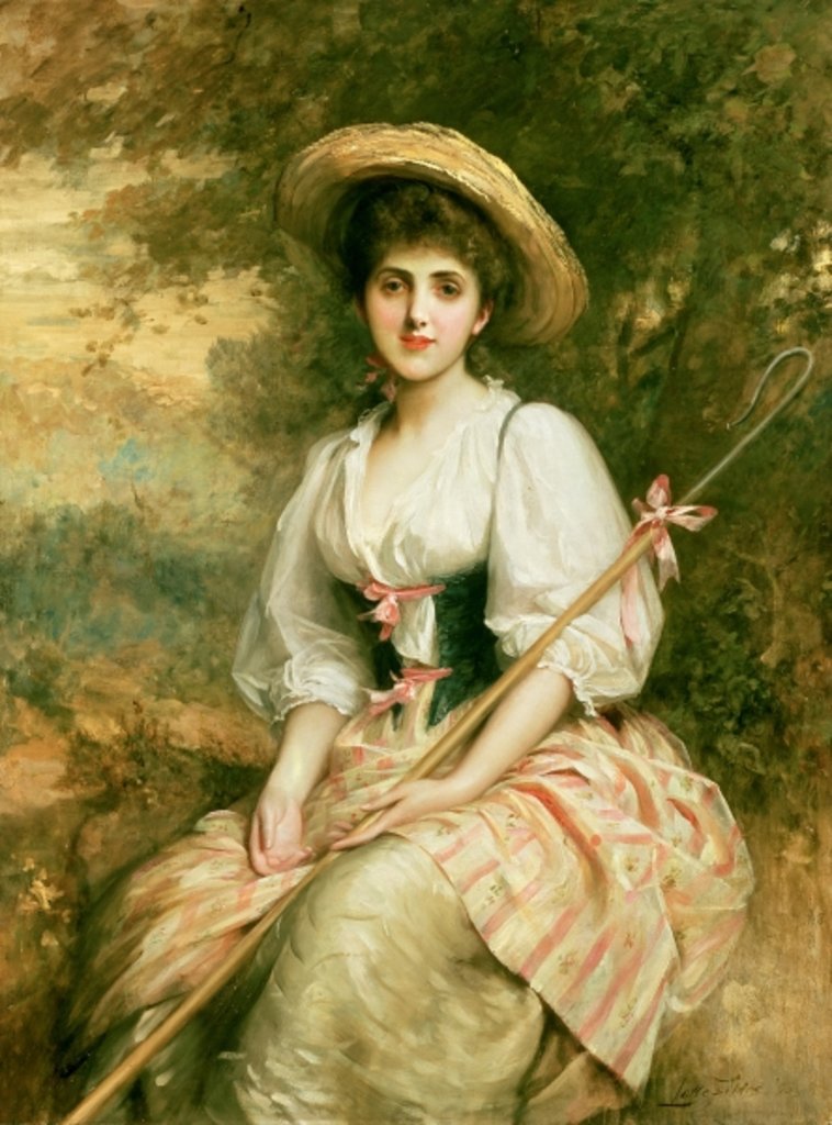 Detail of Mrs. Stuart M. Samuel as Phyllida, The Shepherdess by Samuel Luke Fildes