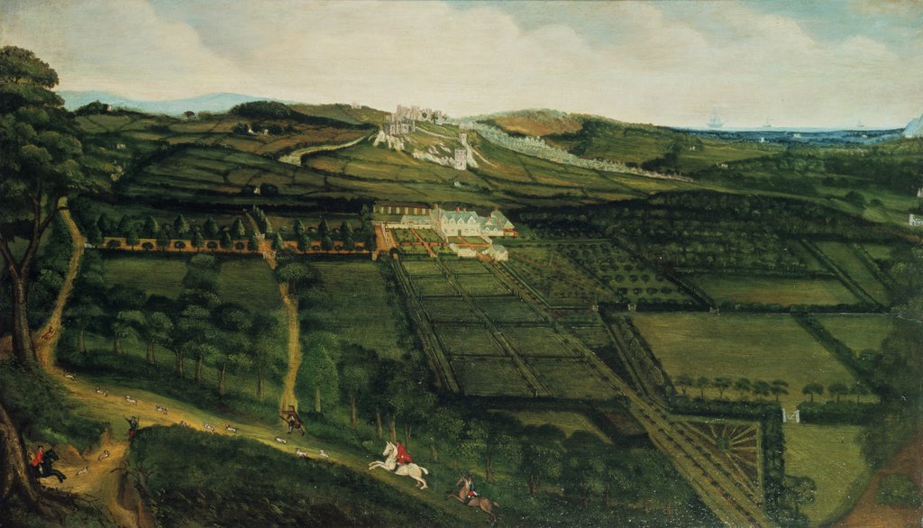 Detail of A Distant View of Corfe Castle by P. Danckerts