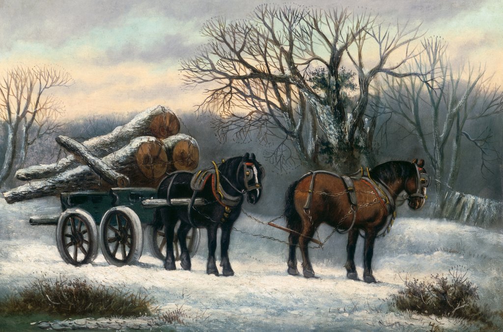 Detail of The Timber Wagon in Winter by Anonymous Anonymous