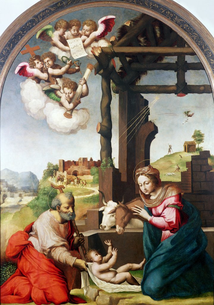 Detail of Adoration of the Holy Child by Biagio Pupini