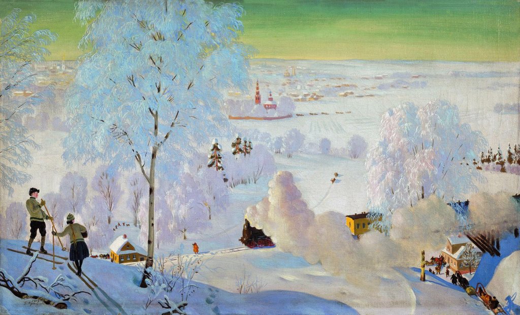 Detail of Skiers, 1919 by Boris Mikhailovich Kustodiev