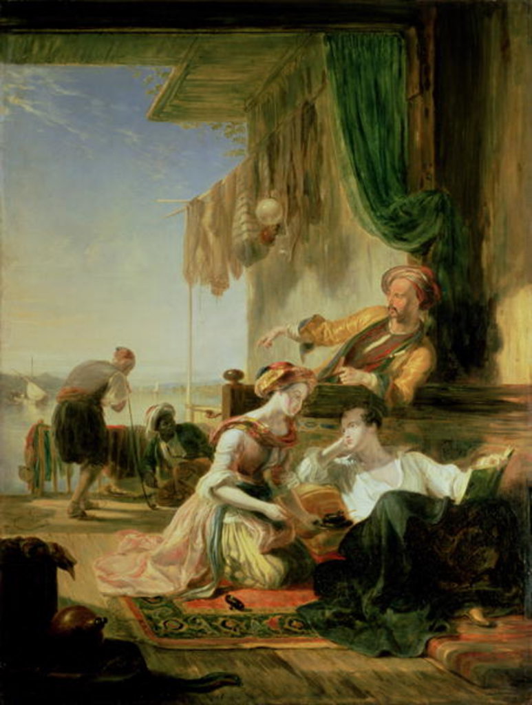 Detail of Lord Byron Reposing in the House of a Fisherman, Having Swum the Hellespont, 1831 by William Allan