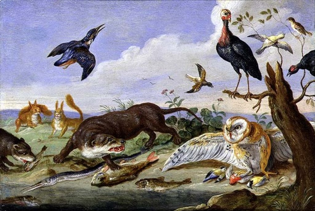 Detail of An Otter and an Owl Guarding their Catches by Jan van the Elder Kessel