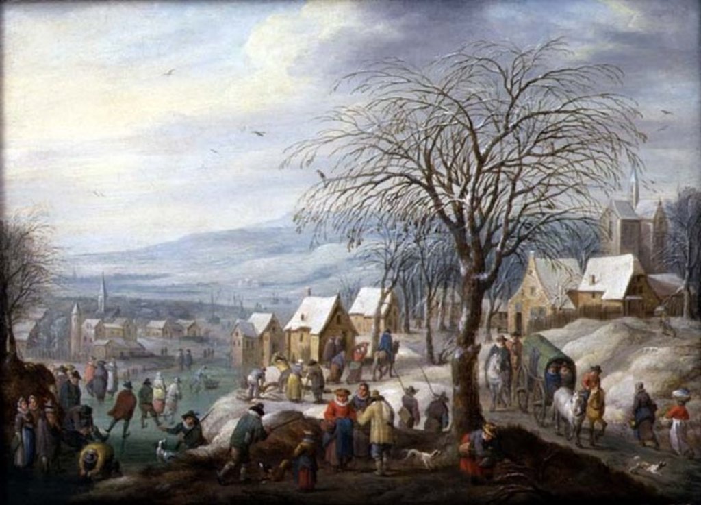 Detail of A Village Winter Landscape by Charles Beschey