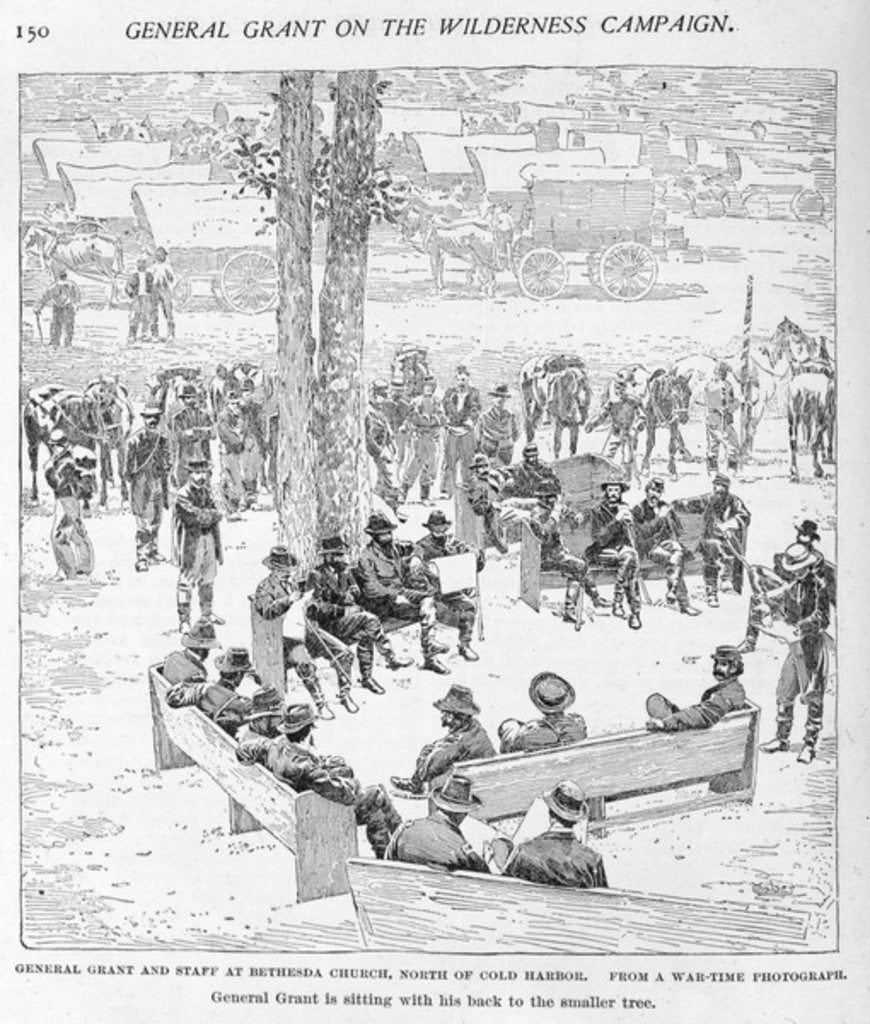 Detail of General Grant and staff at Bethesda Church, north of Cold Harbour by Alexander Gardner