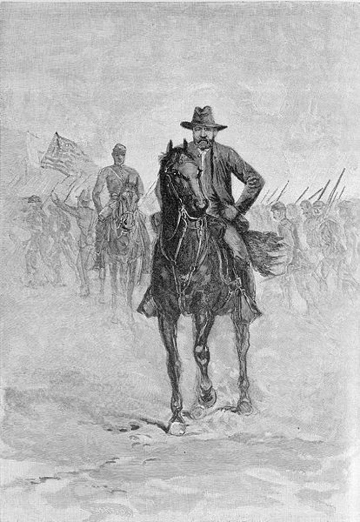 Detail of General Grant reconnoitering the confederate position at Spotsylvania court house by American School