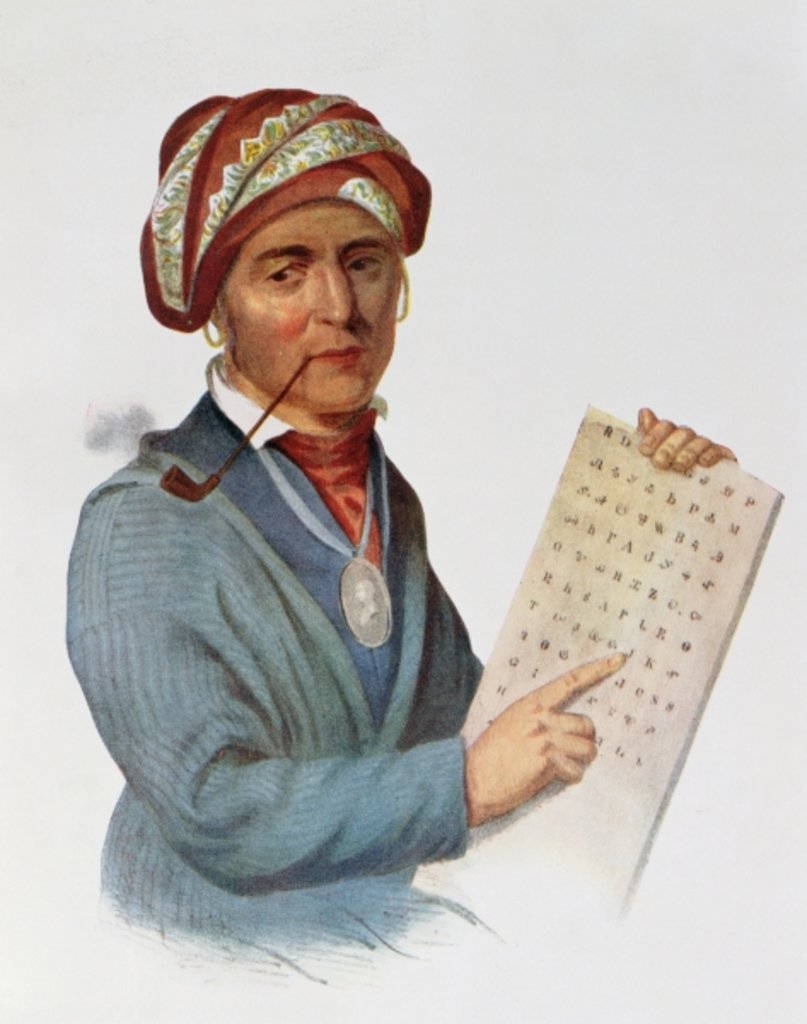 Detail of Se-quo-yah or George Guess, 1828 by Charles Bird King