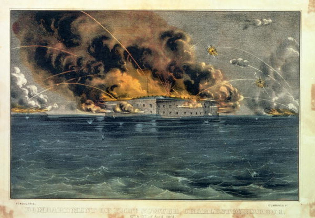 Detail of Bombardment of Fort Sumter, Charleston Harbour, 12th & 13th April 1861, pub. by Currier & Ives by American School