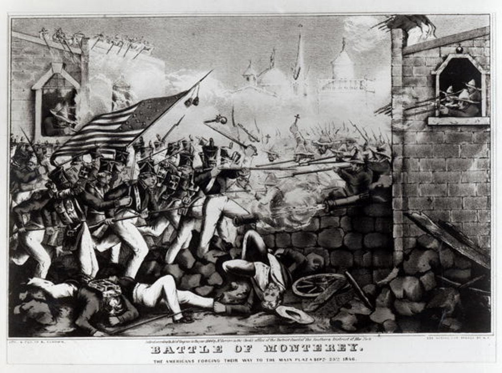 Detail of Battle of Monterey: The Americans Forcing their Way to the Main Plaza, September 23rd 1846, engraved and published by Nathanial Currier, 1846 by American School
