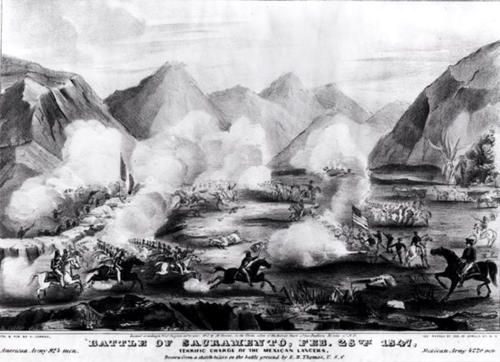 Detail of Battle of Sacramento: Terrific Charge of the Mexican Lancers, February 28th 1847, engraved and published by Nathanial Currier 1847 by R. Telfer
