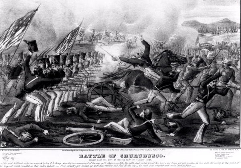 Detail of Battle of Churubusco, Fought Near the City of Mexico, 20th August 1847, engraved and published by Nathanial Currier 1847 by American School