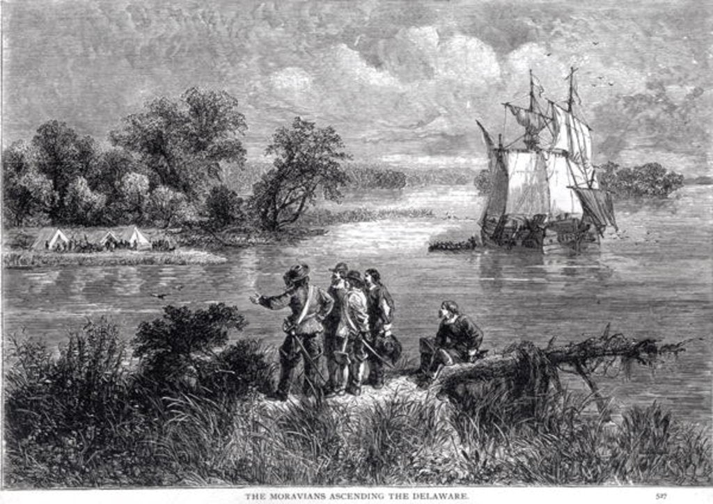 Detail of The Moravians Ascending the Delaware by American School