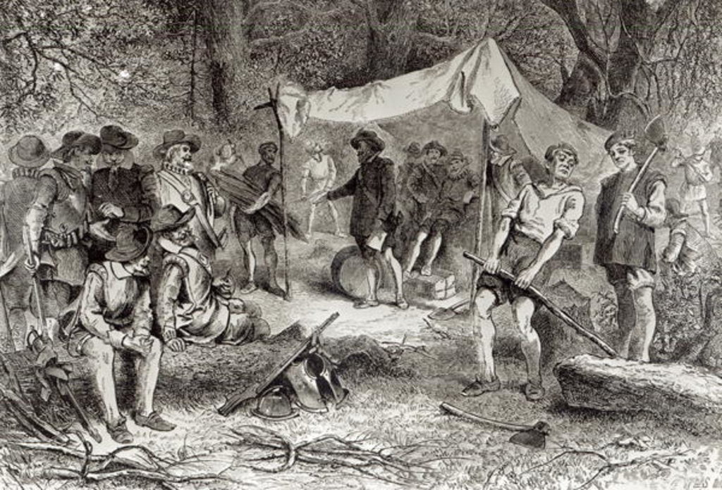 Detail of The First Day at Jamestown, 14th May 1607 by William Ludlow Sheppard