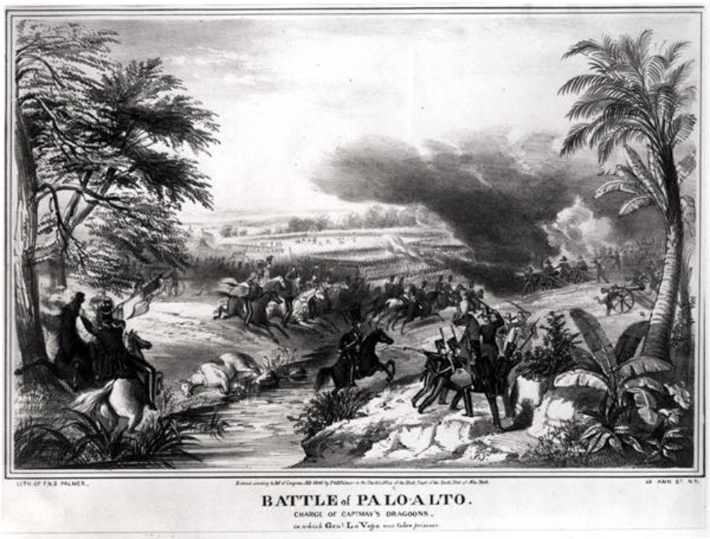 Detail of Battle of Palo Alto. Charge of Captain May's Dragoons in which General La Vega was taken prisoner, 8th May 1846 by American School