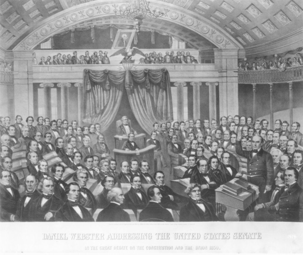 Detail of Daniel Webster addressing the United States Senate, in the Great Debate on the Constitution and the Union in 1850, 1860 by American School