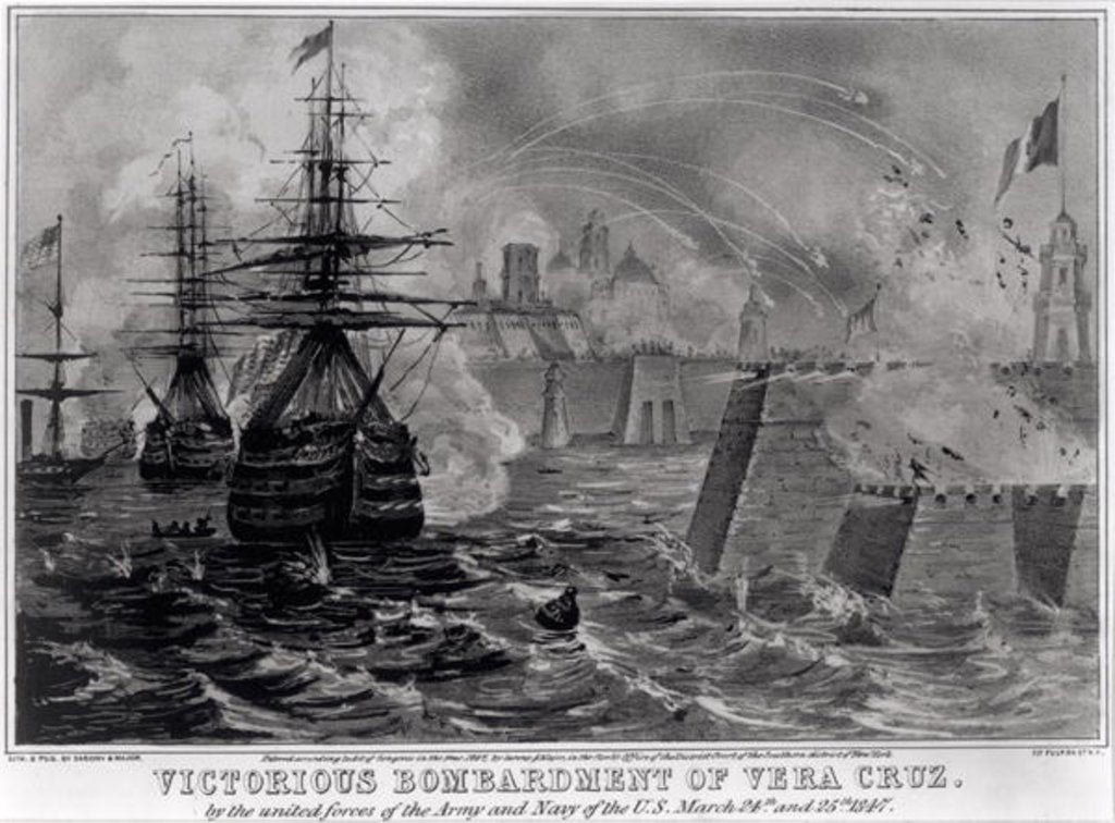 Detail of Victorious Bombardment of Vera Cruz by the United Forces of the Army and Navy of the US, March 24th & 25th 1847, pub. by Sarony & Major, 1847 by American School