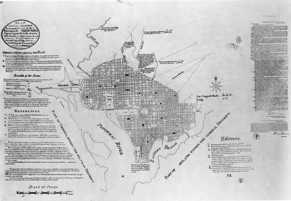 Detail of Plan of Washington D.C. by Pierre-Charles L'Enfant